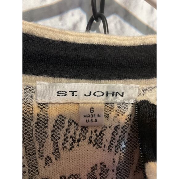 St. John Size 6 Zip Front Sweater Black & White - Picture 4 of 6